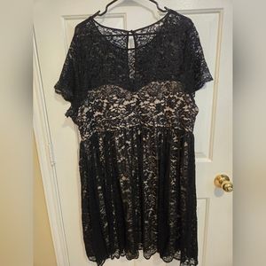 Torrid Lace Black with Cream Slip Dress